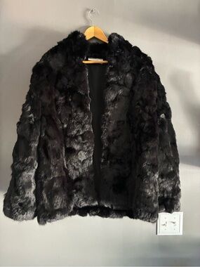 Vintage Somerst Furs Black Rabbit Fur Coat Size Large